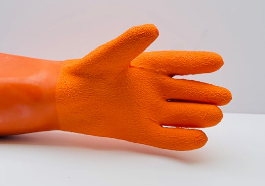 Kubi Textured Orange Rubber Latex Heavyweight Gloves