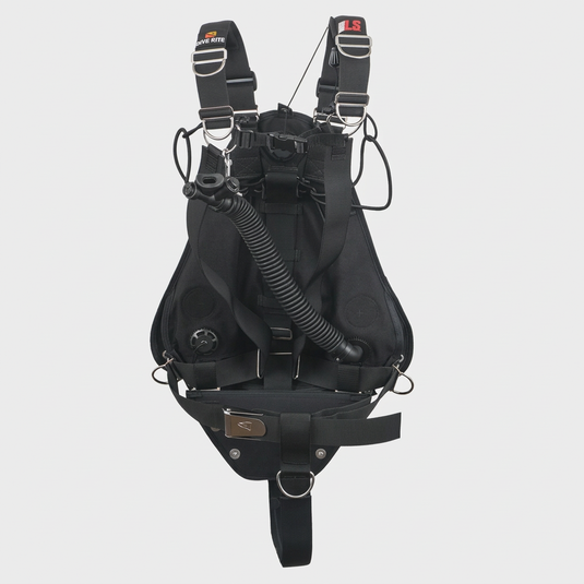 Black sidemount BCD and harness for rental