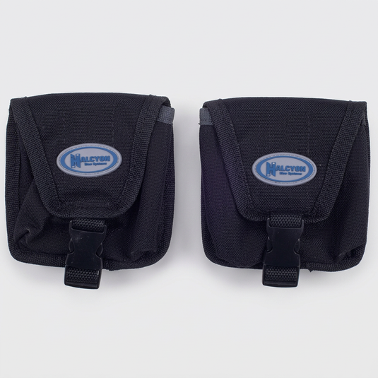 Pair of black scuba trim weight pockets for rental