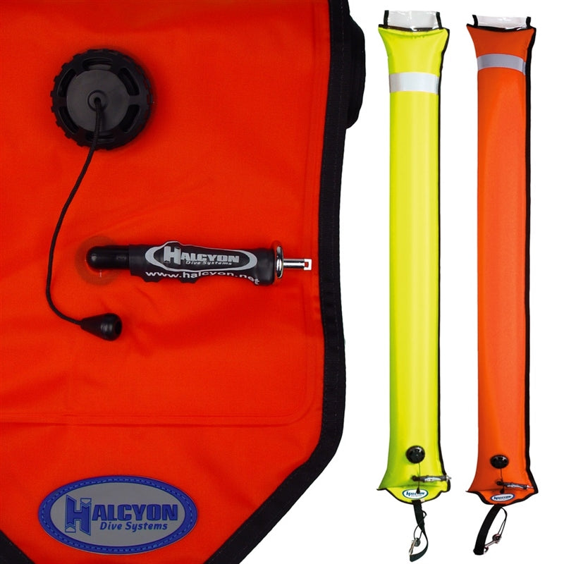 Load image into Gallery viewer, Image of Halcyon Big Diver's Alert Marker, 4.5' (1.4 m) long, closed circuit, yellow
