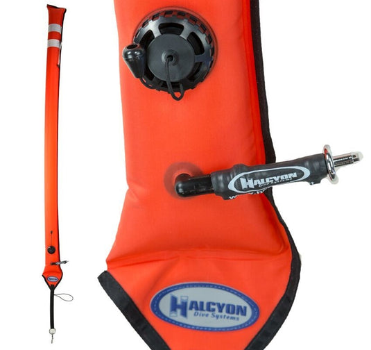Image of Halcyon Super Slim Diver's Alert Marker, 6' (1.8 m) long, closed circuit Orange