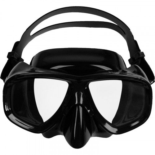 Load image into Gallery viewer, Image Of - Halcyon Low-profile dual lens mask, with black frame and black skirt
