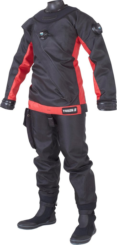 Image Of - DUI Yukon II Women's Drysuit - Black/Red