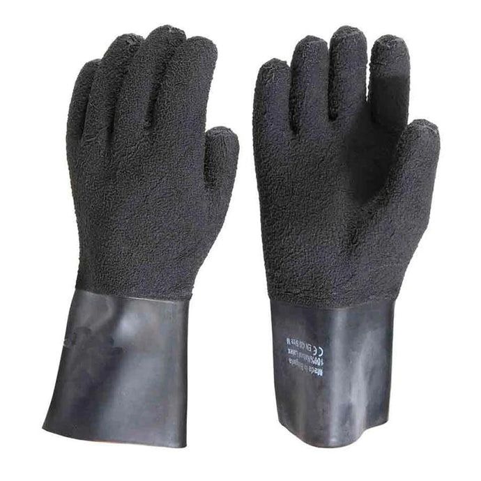 Photo of - Kubi Textured Black Rubber Latex Heavyweight Gloves - Scubadelphia DiveSeekers.com