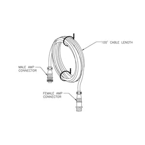 Transducer cable, 100' w/AMP con. Transducer extension cable.